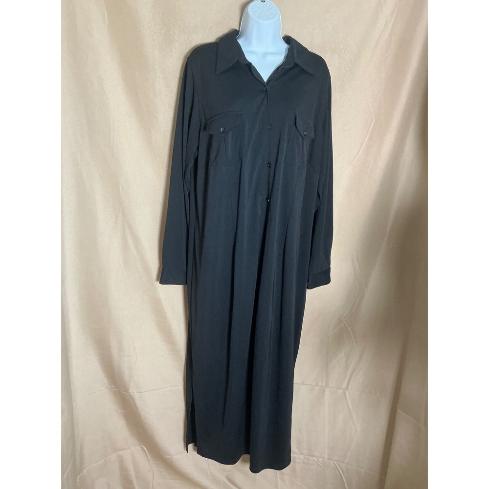 Venezia Jeans Clothing Co Maxi Shirt Dress Womens 18/20 Black Excellent Utility